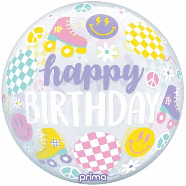Prima Retro Skates Birthday Sphere Balloon, 20 Inch