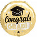 Shiny Gold Graduation Round Foil Balloon, 18 Inch
