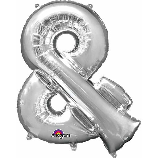 Silver Ampersand Foil Balloon, 34 Inch