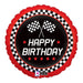 Checkered Flag Birthday 18-Inch Round Foil Balloon