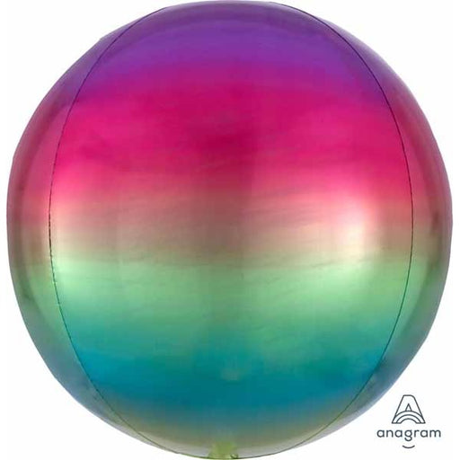 Rainbow Ombre Orbz Foil Balloon, 16 Inch