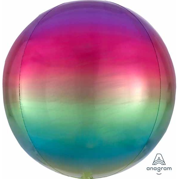 Rainbow Ombre Orbz Foil Balloon, 16 Inch