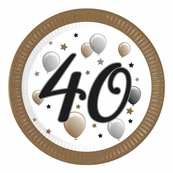 PAPER PLATE 9" 8/PK MILESTONE HBDAY "40"
