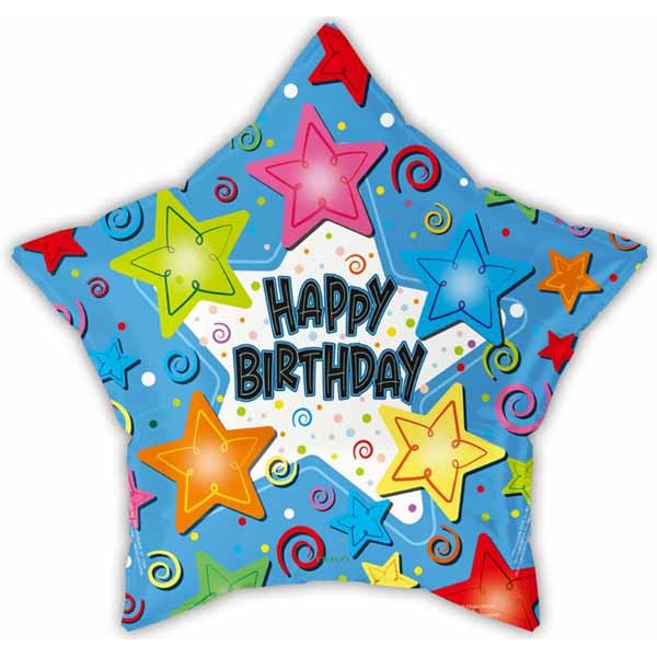 Happy Birthday Star 18-Inch Foil Balloon