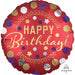 Red Satin Happy Birthday Round Foil Balloon, 18 Inch