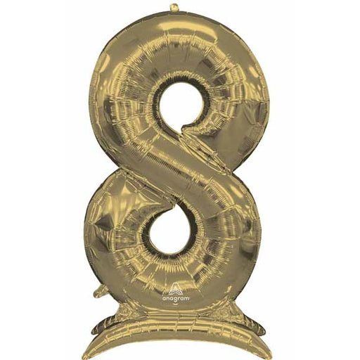 White Gold Number 8 Stand-Up Foil Balloon, 50-Inch Series