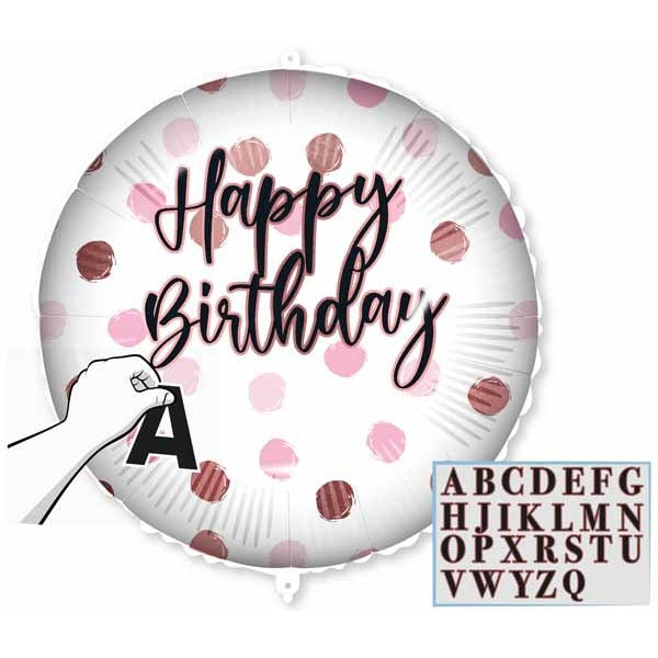 Pink Happy Birthday Personalizable Foil Balloon, 18 Inch