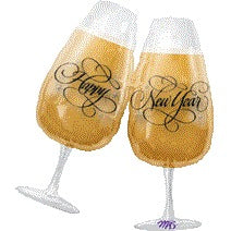 Happy New Year Toasting Glasses 30 Inch Foil Balloon