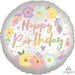 Boho Birthday Flowers 18" Round Foil Balloon