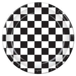 Black and White Checkered 9-Inch Paper Plates, 8-Pack