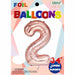 34-Inch Rose Gold Number 2 Foil Balloon