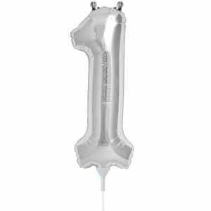 Silver Number 1 Balloon, 16 Inch