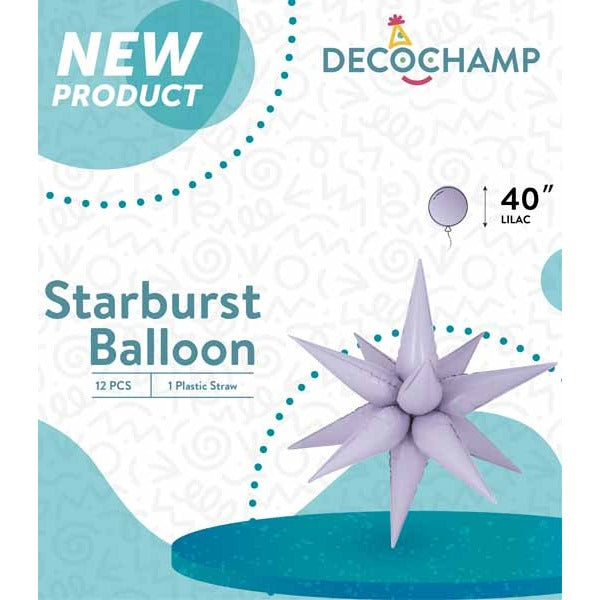 Decochamp 40-Inch Lilac Starburst Foil Balloon