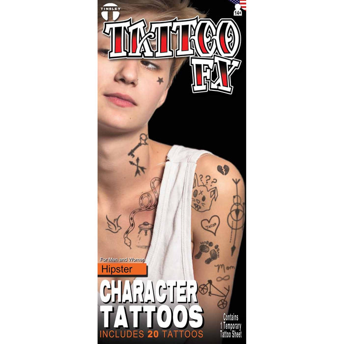 Tinsley Transfers Hipster Character Temporary Tattoo