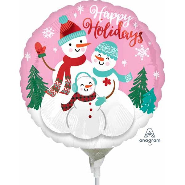 Happy Holidays Snow Family 9" Round Foil Balloon