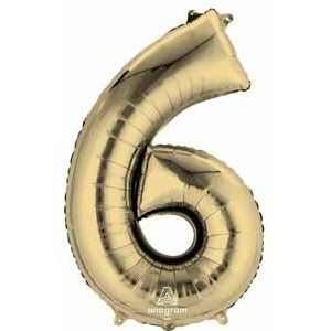 34" White Gold Number 6 Balloon