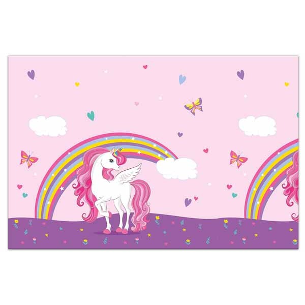 Unicorn Rainbow Plastic Tablecover, 47 x 70 Inches