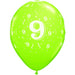 Number 9 Confetti Print 11-Inch Latex Balloons, 50 Count
