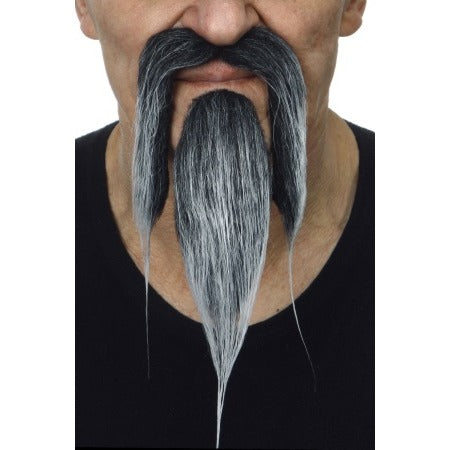 Salt and Pepper Long Moustache and Beard Costume Set
