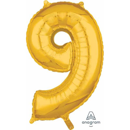 Gold Number 9 Balloon, 26 Inch