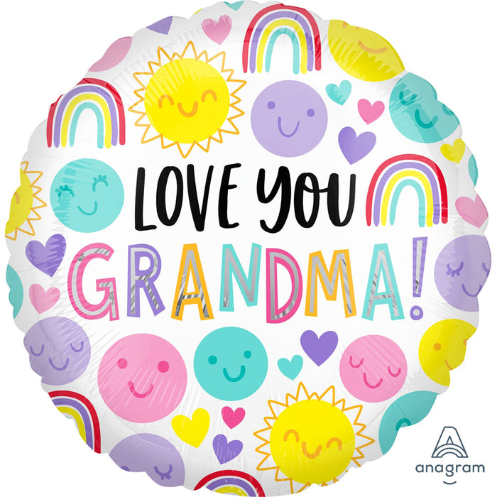 Love You Grandma Happy Faces 18″ Balloon (5/Pk)