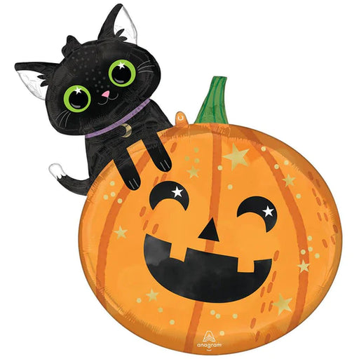 29" Halloween Cat and Pumpkin Foil Balloon