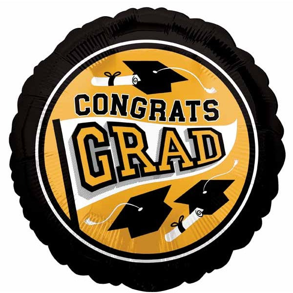 True to School Gold 18-Inch Round Graduation Foil Balloon