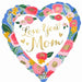 Love You Mom Prints Jumbo Heart Foil Balloon