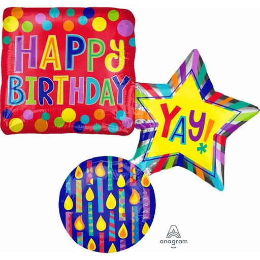 34" Birthday Stacked Shapes Foil Balloon
