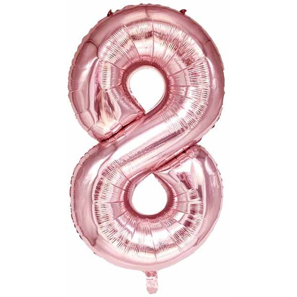 34-Inch Rose Pink Number 8 Foil Balloon