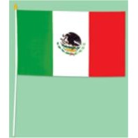 Mexican Rayon Flag with Stick, 11 x 18 Inches