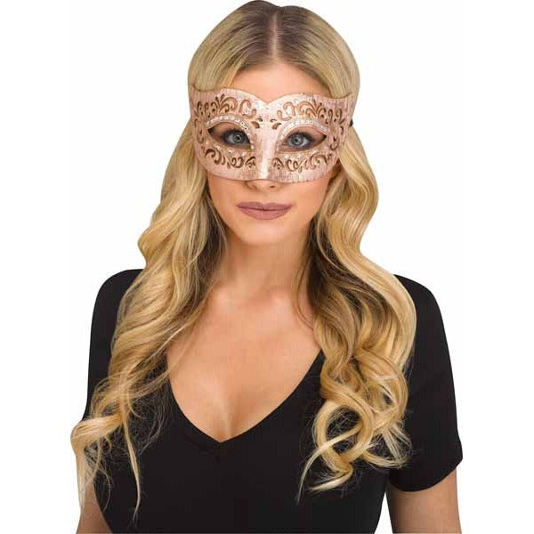 Rose Gold Fantasy Laser Look Masquerade Mask
