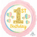 GIRL 1ST BDAY PK/GD 18" RND S40 HX PK