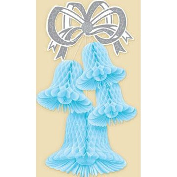 20-Inch Light Blue Bell Cluster Decoration