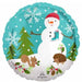 Woodland Snowman 18-Inch Round Foil Balloon