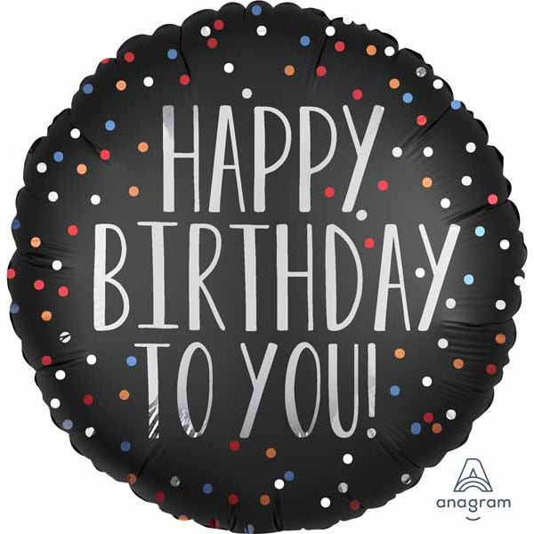 HBD TO U SATIN DOTS 18" RND S40 PKG