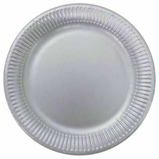 Metallic Silver 9-Inch Paper Plates, 8-Pack