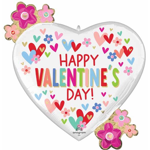 Hearts & Daisies Valentine's Day Foil Balloon, 25 Inch