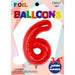 Red Number 6 Foil Balloon, 34 Inch
