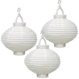 LIGHT UP PAPER LANTERN WHITE 3/PK