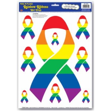 Rainbow Ribbon Peel 'N Place Decoration, 12" x 17"