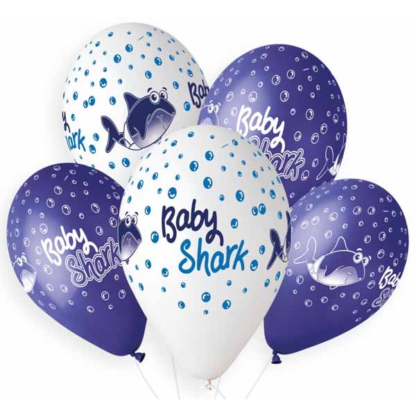 Gemar Baby Shark 13-Inch Latex Balloons, 50 Count