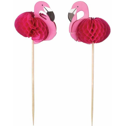 Piques de fête flamant rose, paquet de 24