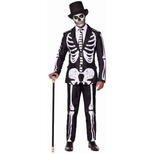 Suitmeister Men's Skeleton Grunge Black Suit, Medium
