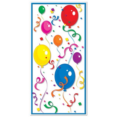 BALLOONS & CONFETTI DOOR COVER 30" X 5'