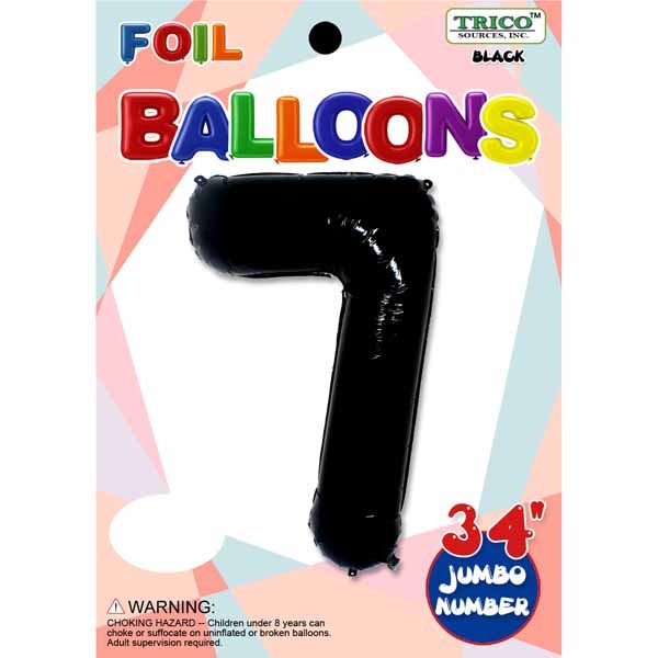 34-Inch Black Number 7 Foil Balloon