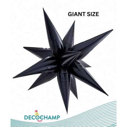 DecoChamp 60-Inch Black Starburst Foil Balloon