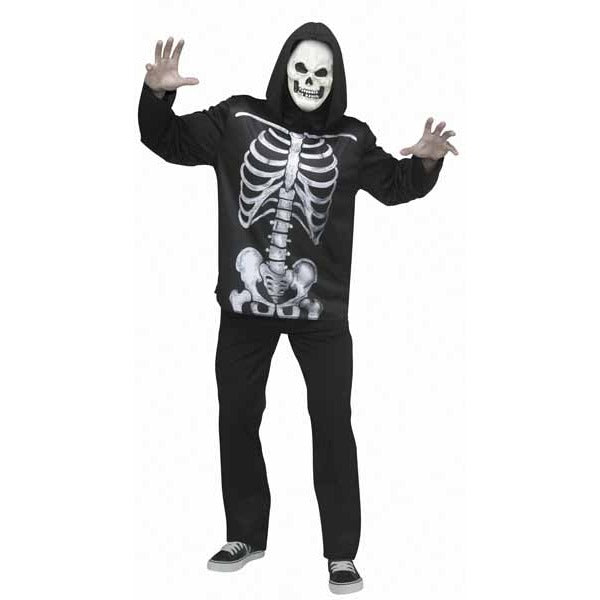 Adult EZ Skeleton Shirt and Mask Costume Set