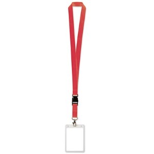 Red Lanyard with Card Holder and Detachable Clip