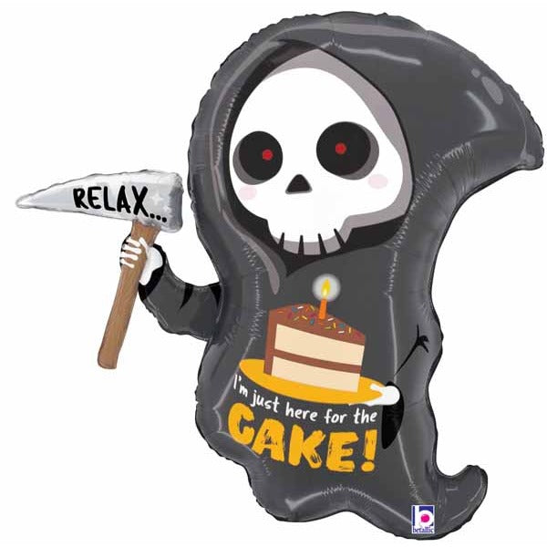 25-Inch Grim Reaper Birthday Cake Foil Balloon